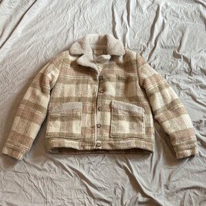 Brixton Kids Checkered Puffer Jacket - Beige and Brown